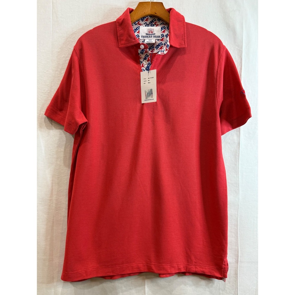 Thomas Dean SMU Mustangs Mens Polo Shirt Red Collegiate Cotton Small TK74-K001